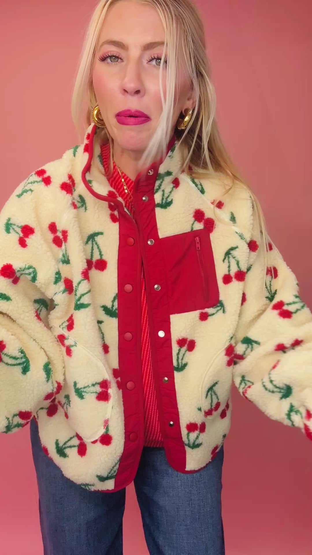 The Pick Me Cherry Fleece Jacket