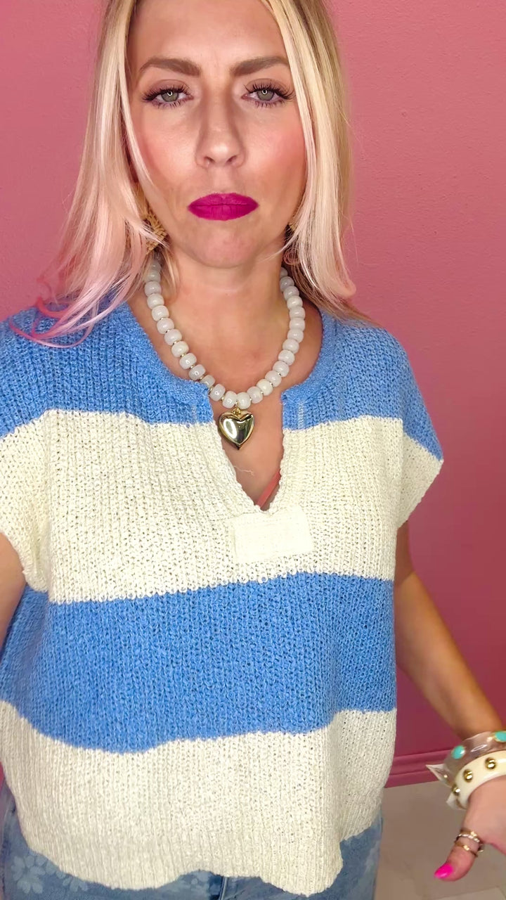 The Breezy Stripes Split Neck Top