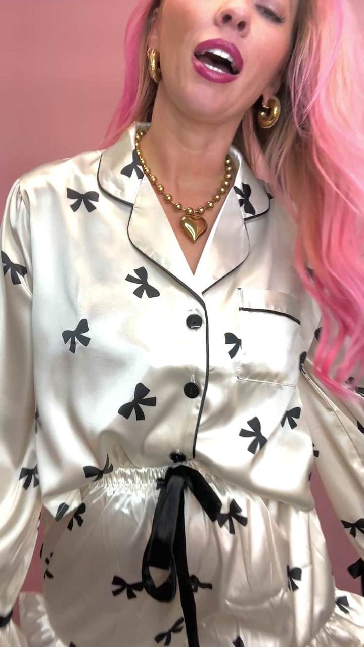 The Toni Cropped Bow Pajama Set