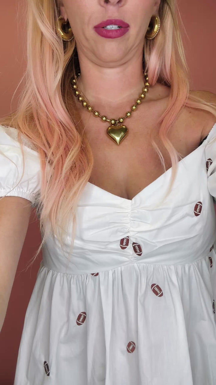 Game Day Puff Sleeve Babydoll Football Dress