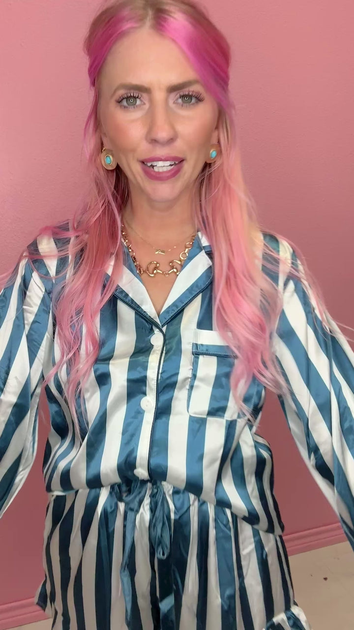 The Stripe Satin Pajama Set