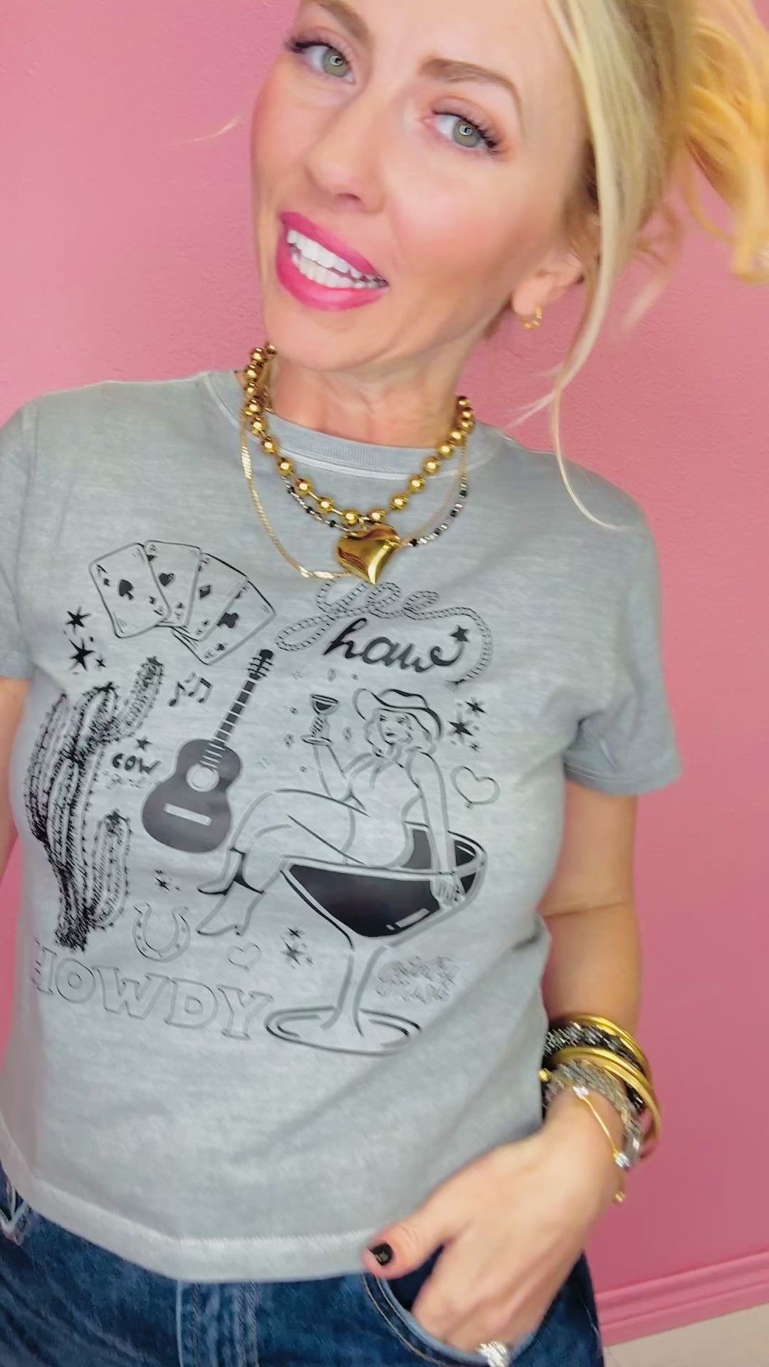 Western Martini Girl Baby Doll Tee