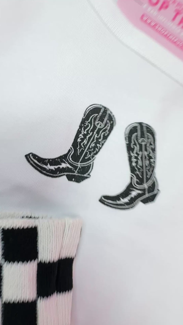 Western Boot Print Crop Tee