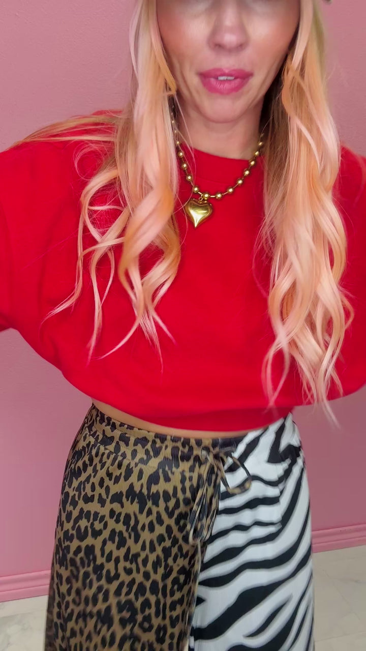 Half & Half Animal Cropped Pants