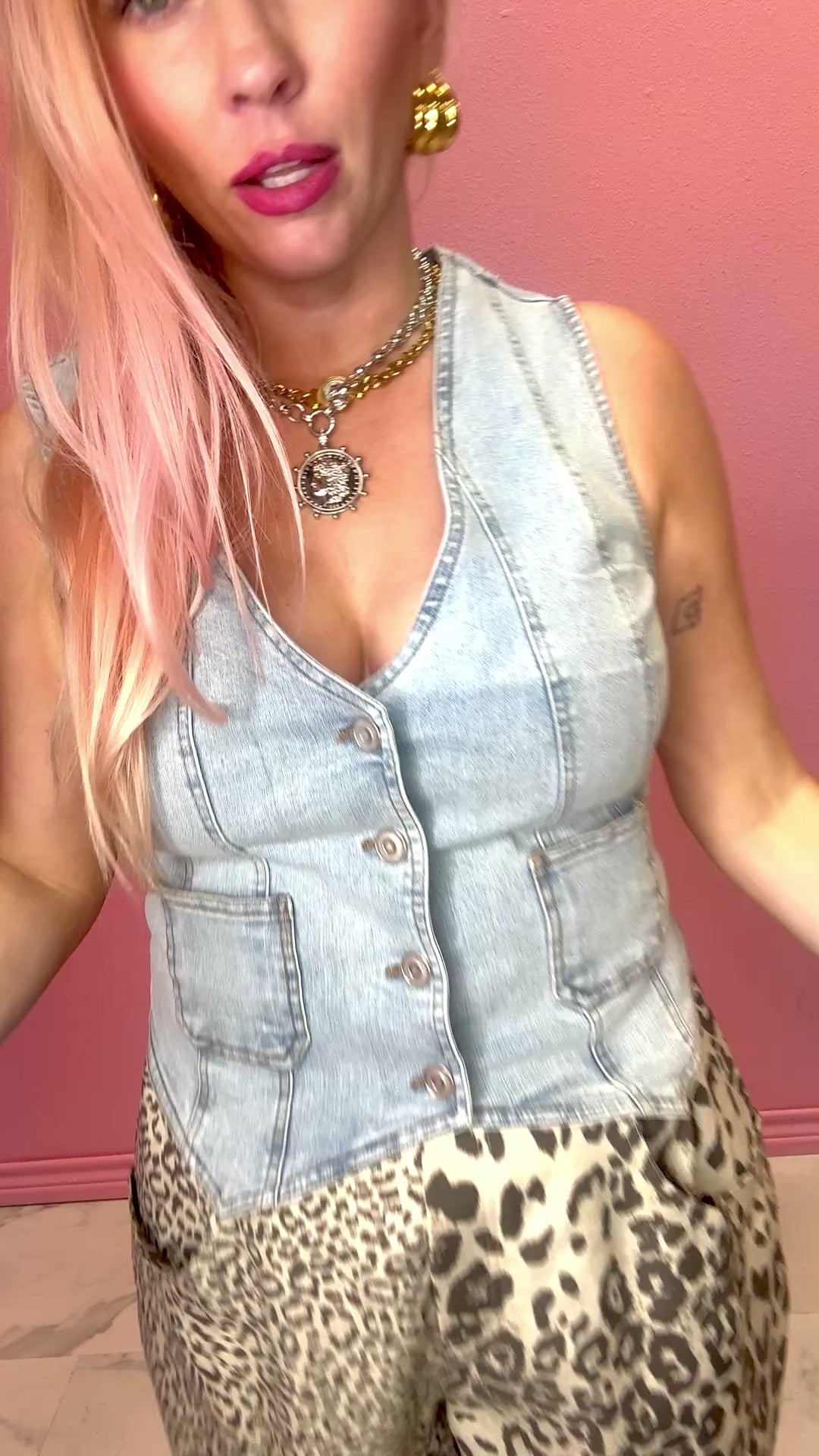 The Denim Darling Button Vest