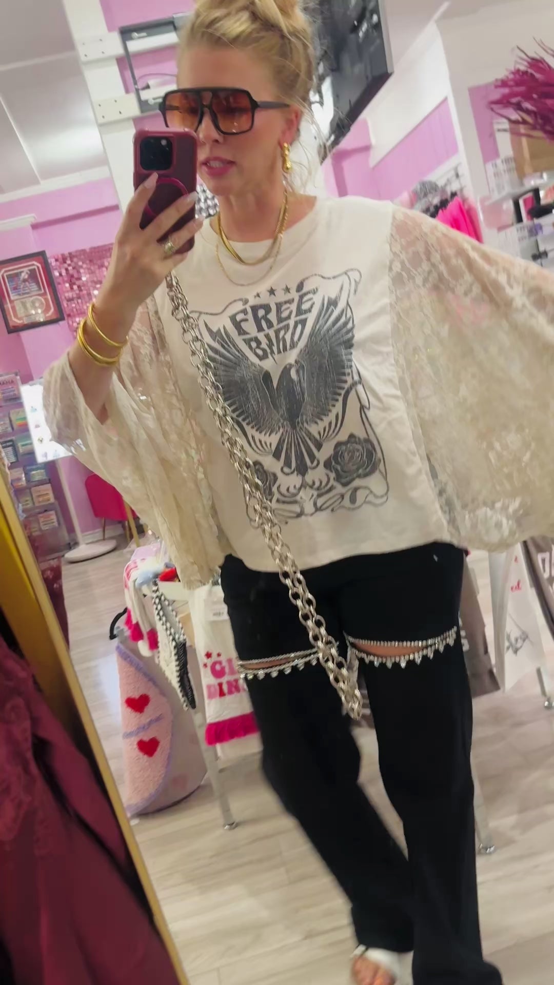 Free Bird Lace Kaftan Top