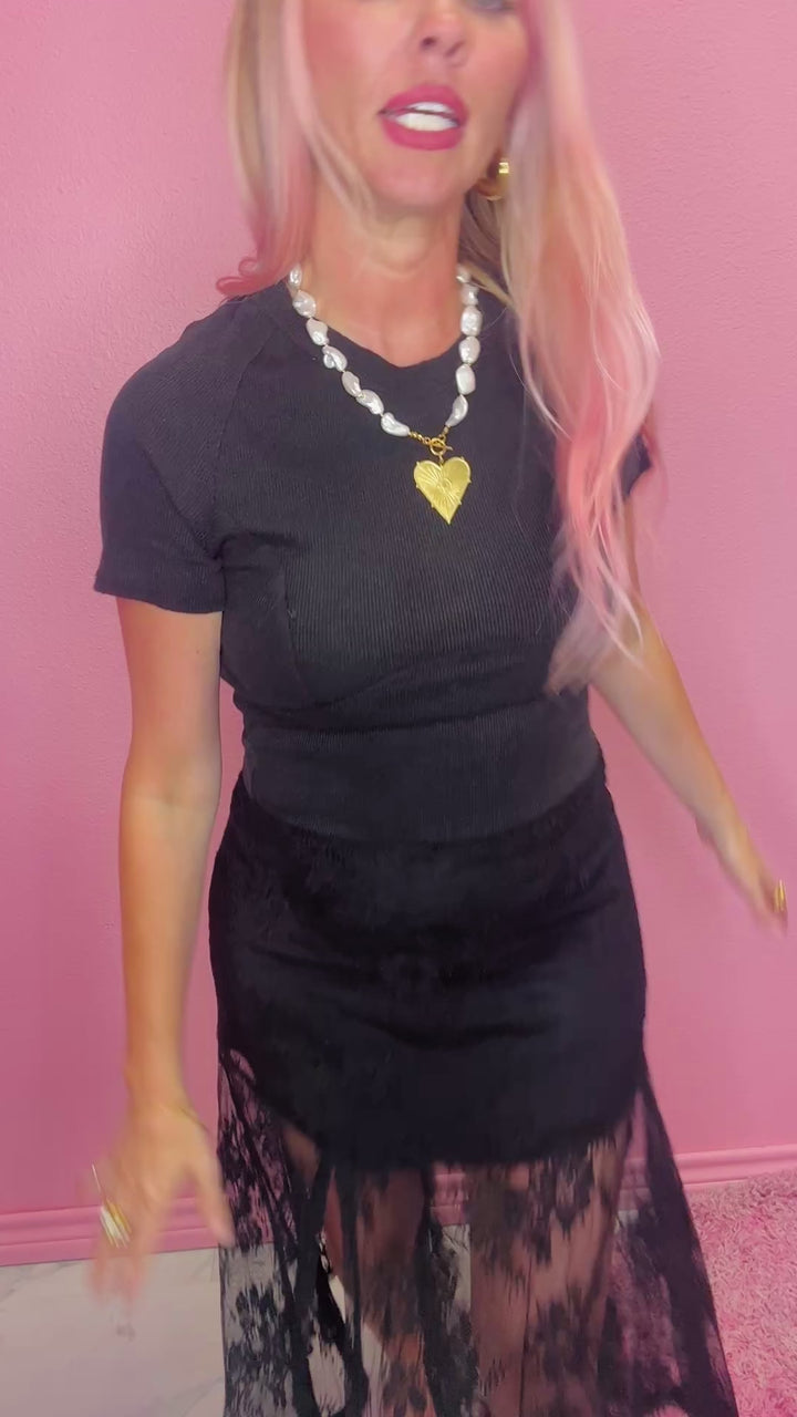 The Lumi Lace Side Slit Skirt