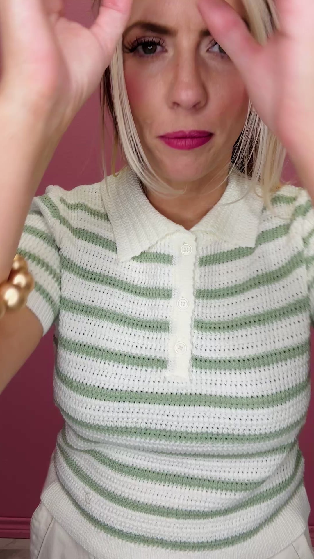 Varsity Vibes Stripe Crochet Polo