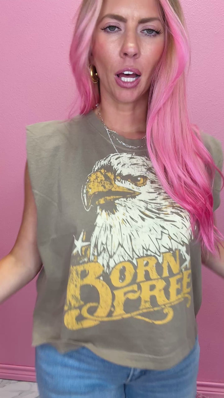 Born Free Muscle Top Graphic Tee