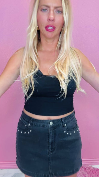 The Daisy High Waist Black Denim Skirt