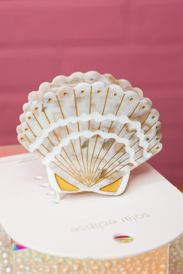 Hand-Painted Sea Shell Claw Hair Clip