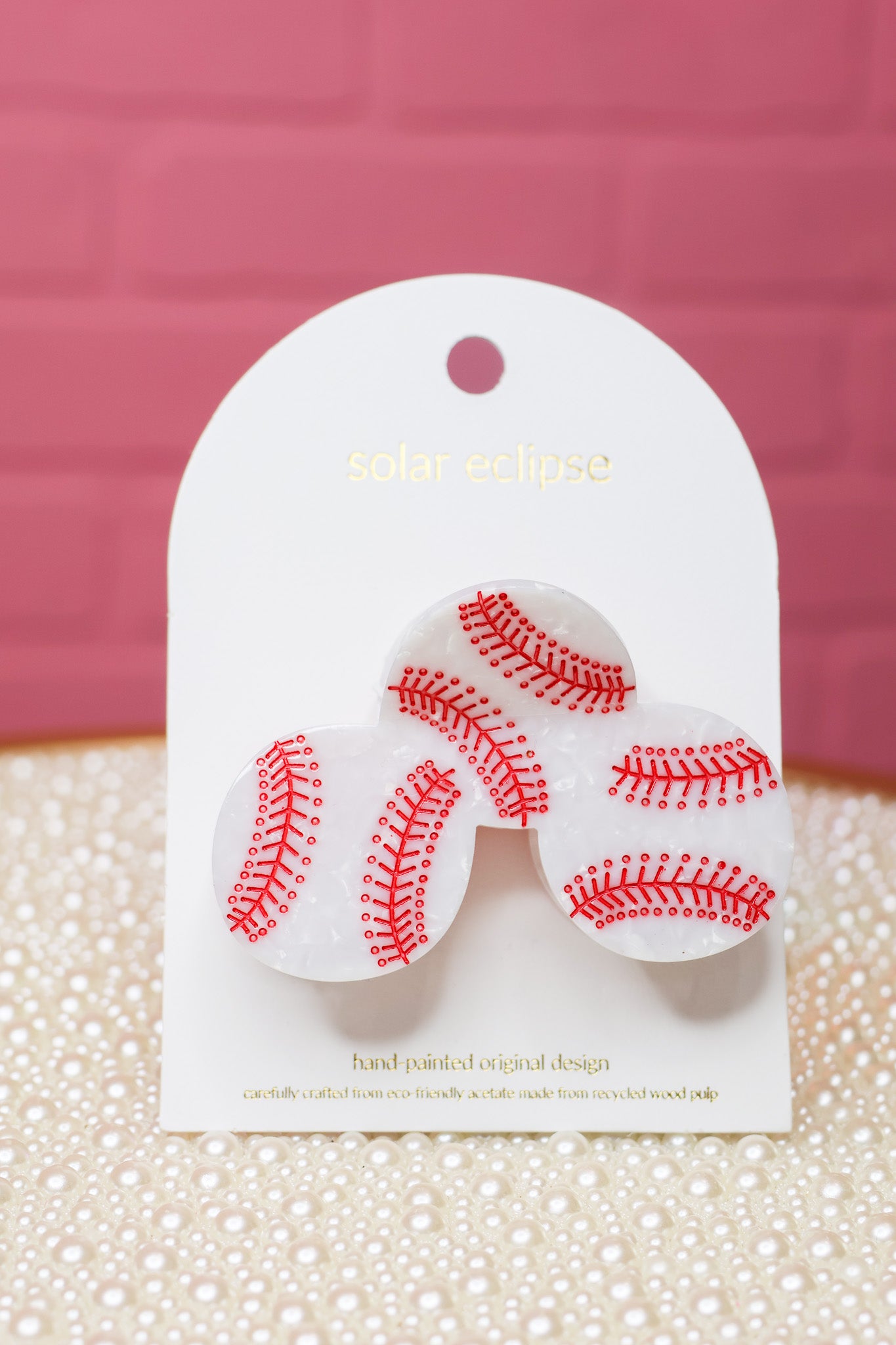 Hand-Painted Homerun Baseball Hair Clip