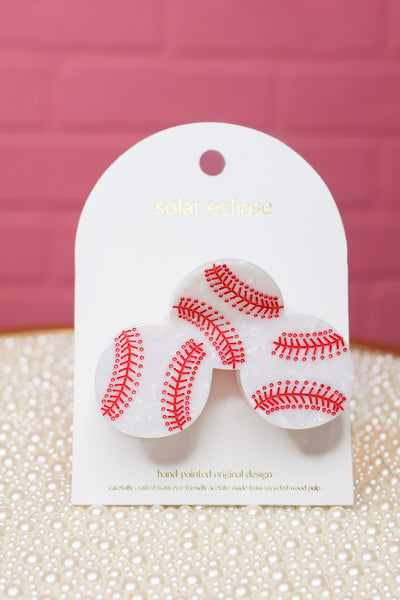 Hand-Painted Homerun Baseball Hair Clip