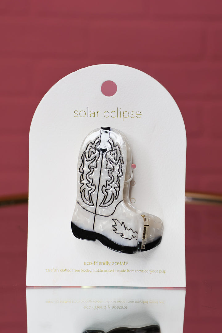 Hand-Painted Western Cowboy Boot Claw Hair Clip