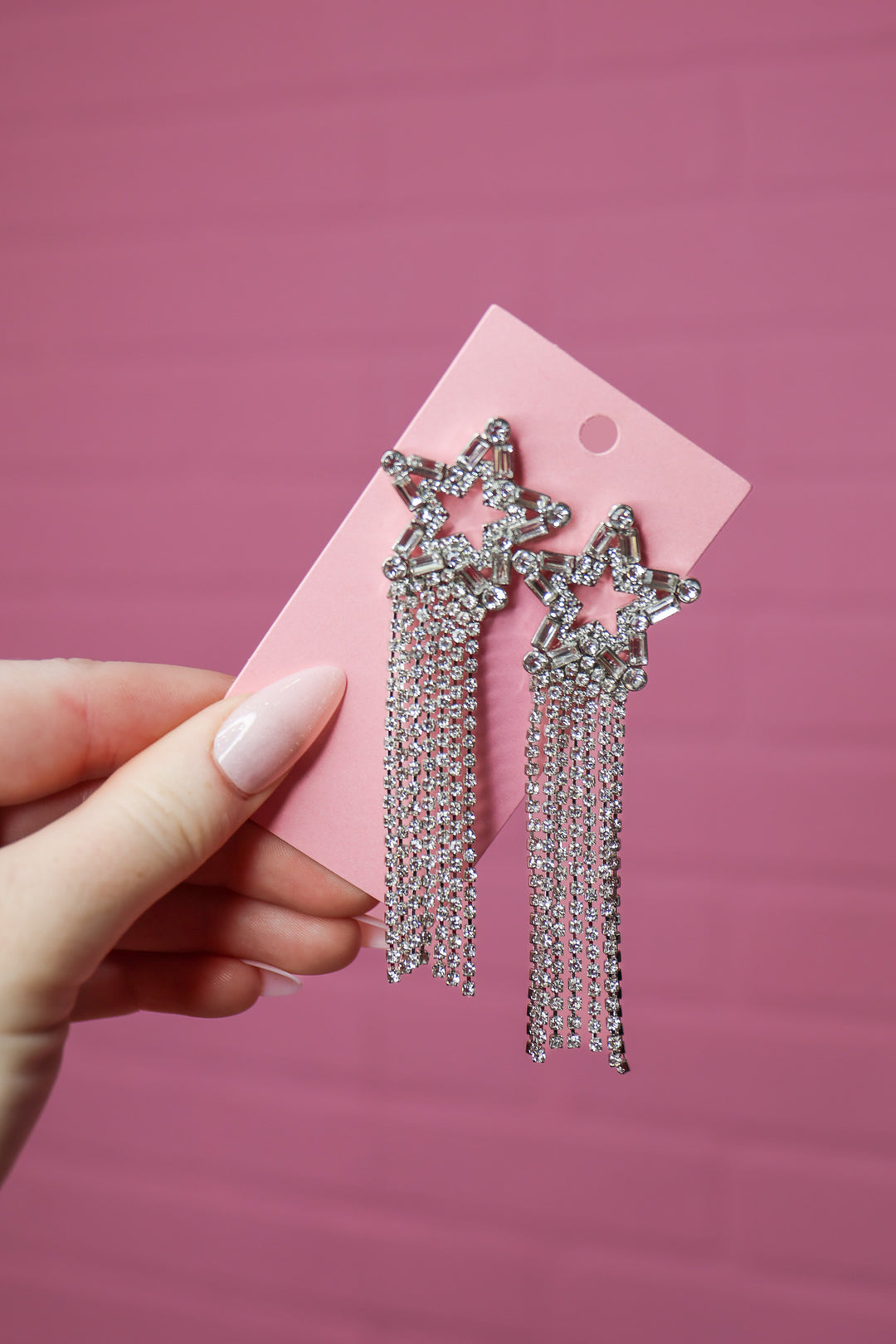 Rhinestone Star Fringe Earrings