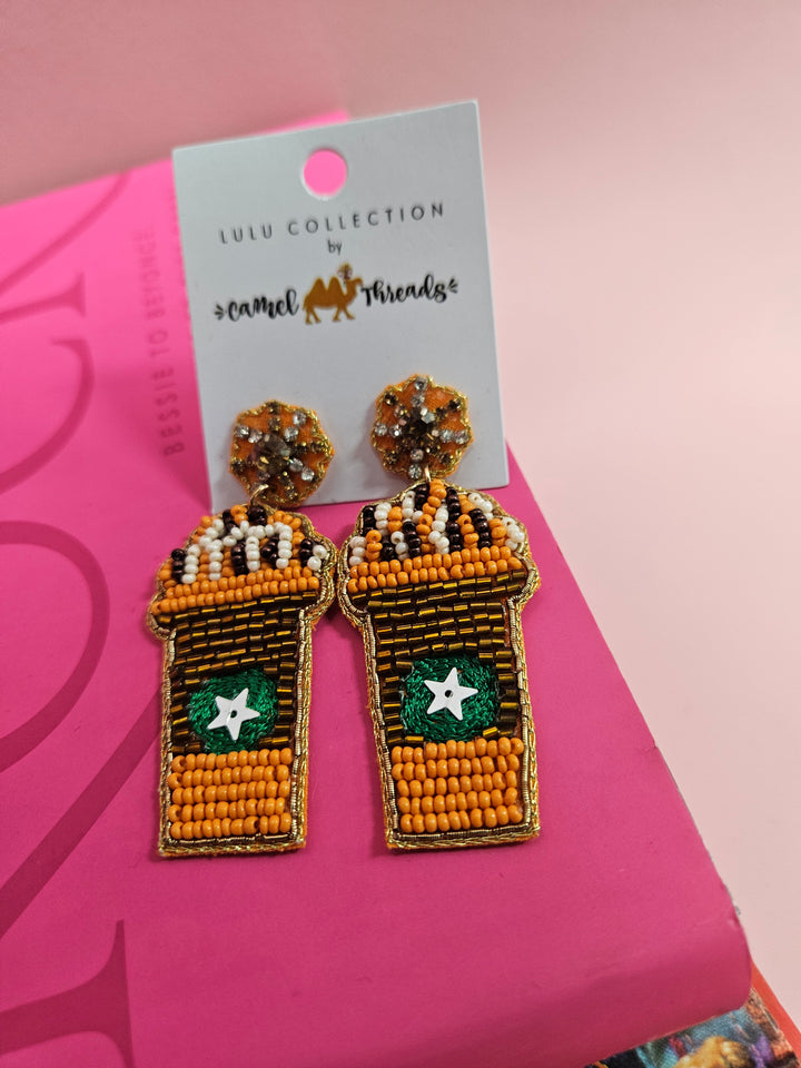 Caramel Frappe Beaded Earrings
