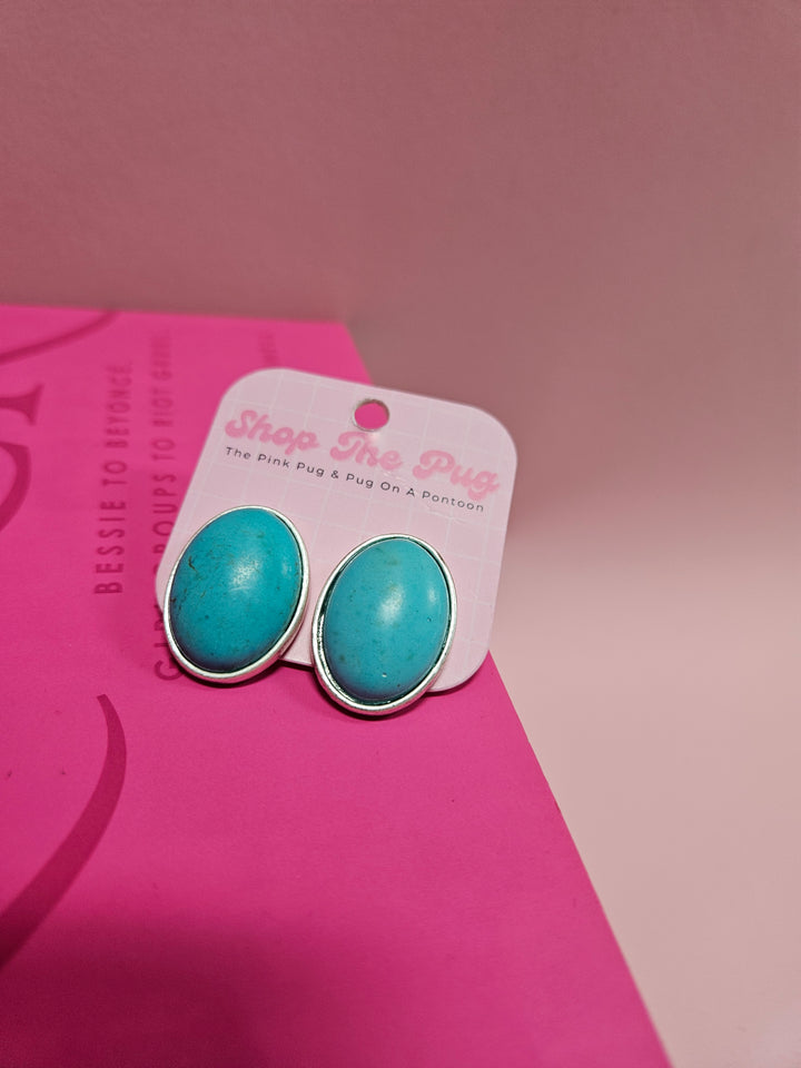 Oval Turquoise Smooth Studs