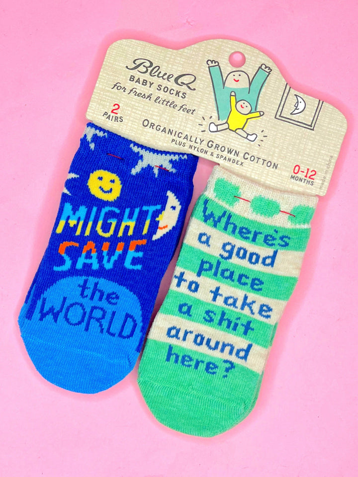 Save The World/Take Shit Baby Socks