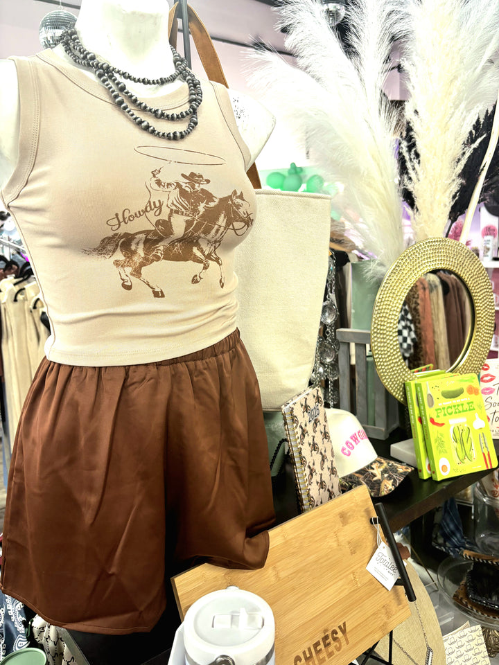 Howdy Cowboy Crop Tank Top