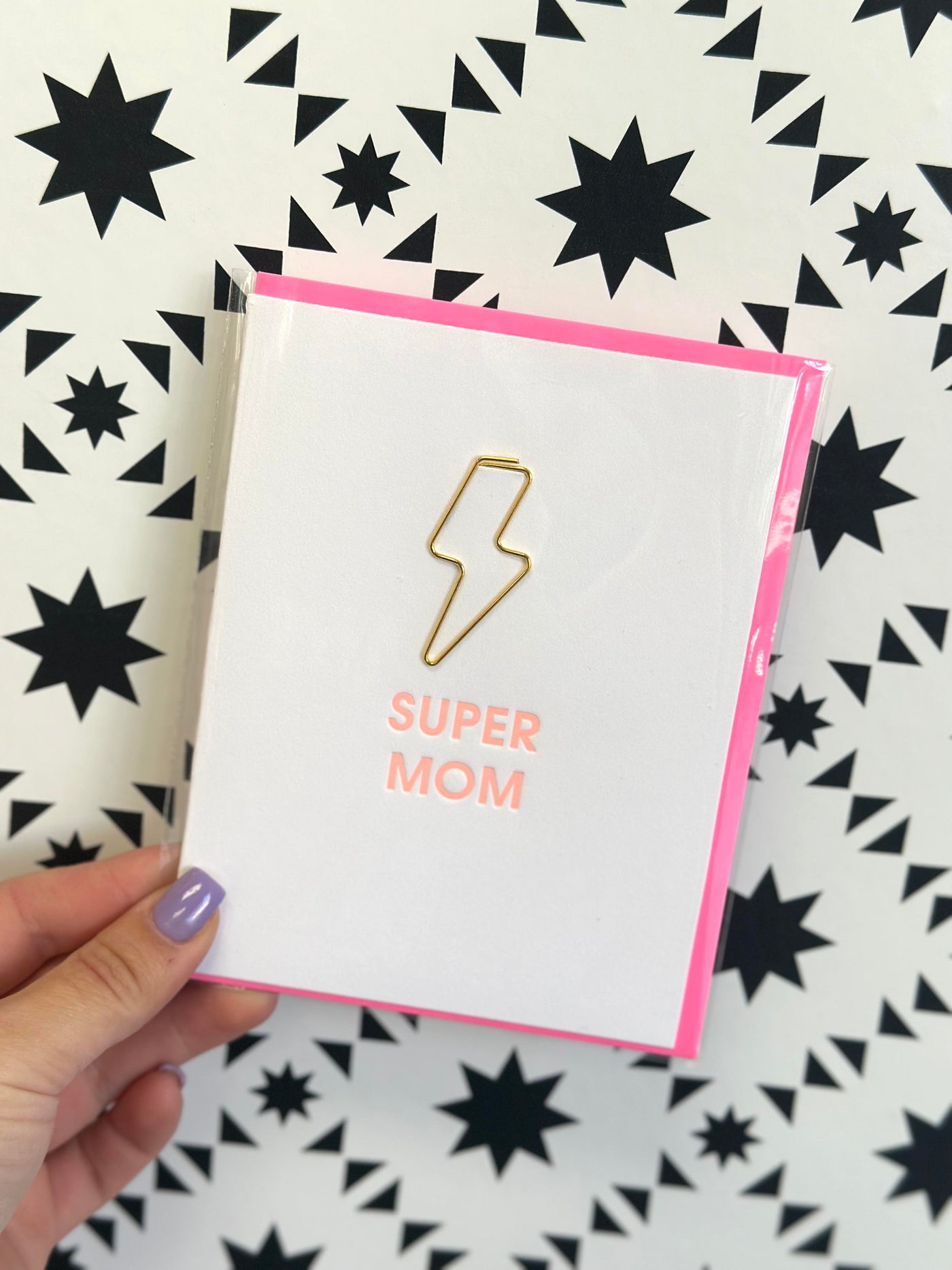 Super Mom - Lightning Bolt Paper Clip Card - Mother's Day