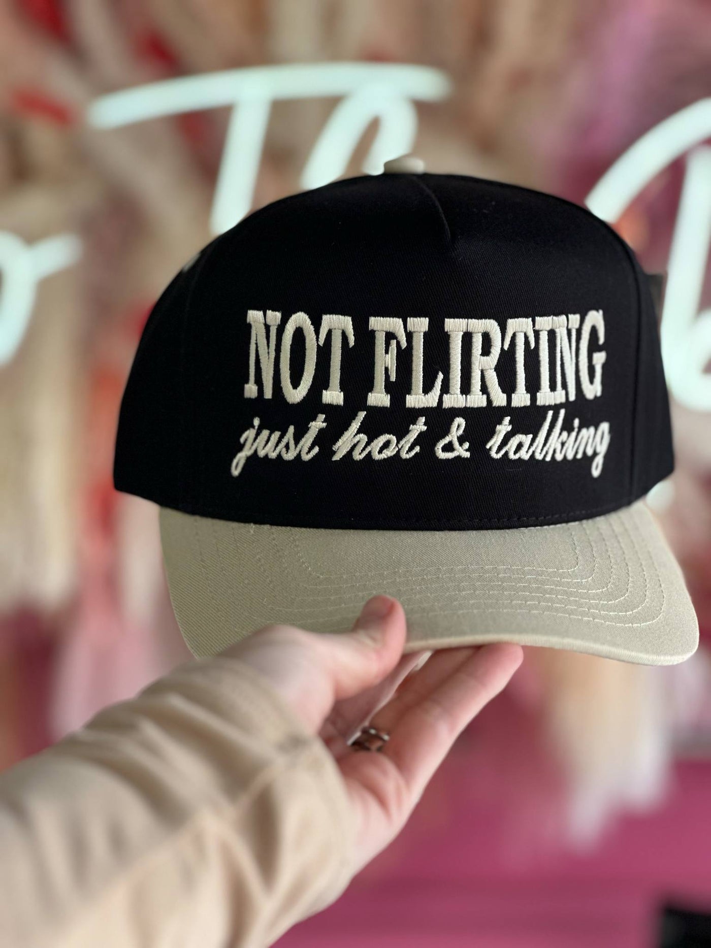 Not Flirting Just Hot & Talking Embroidered Trucker Hat