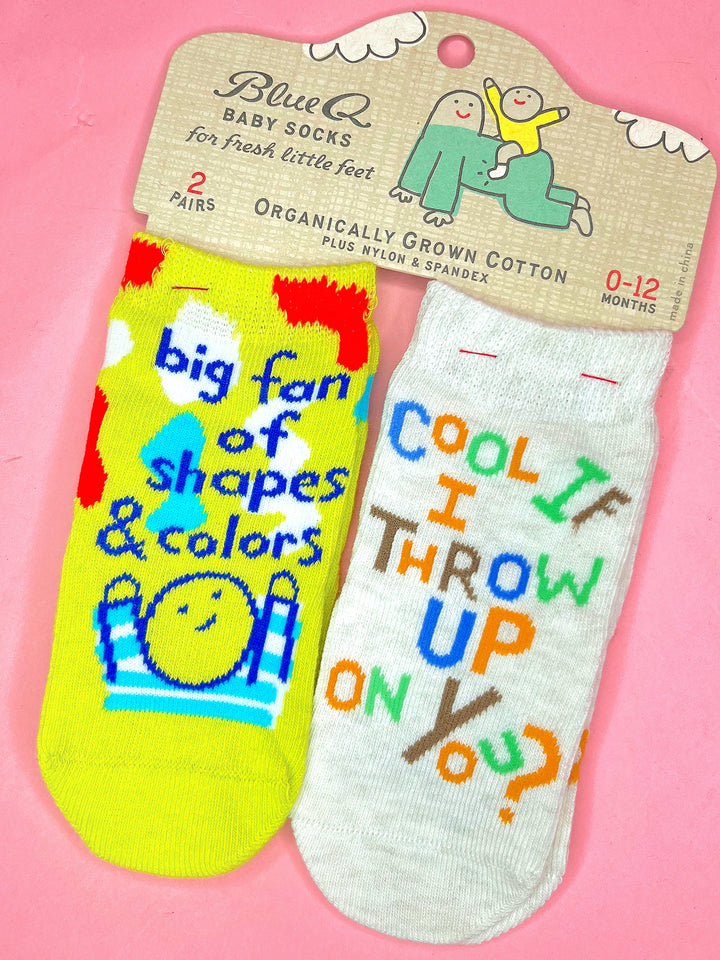 Big Fan Of Shapes & Colors/ Cool If I Throw Up On You? Baby Socks