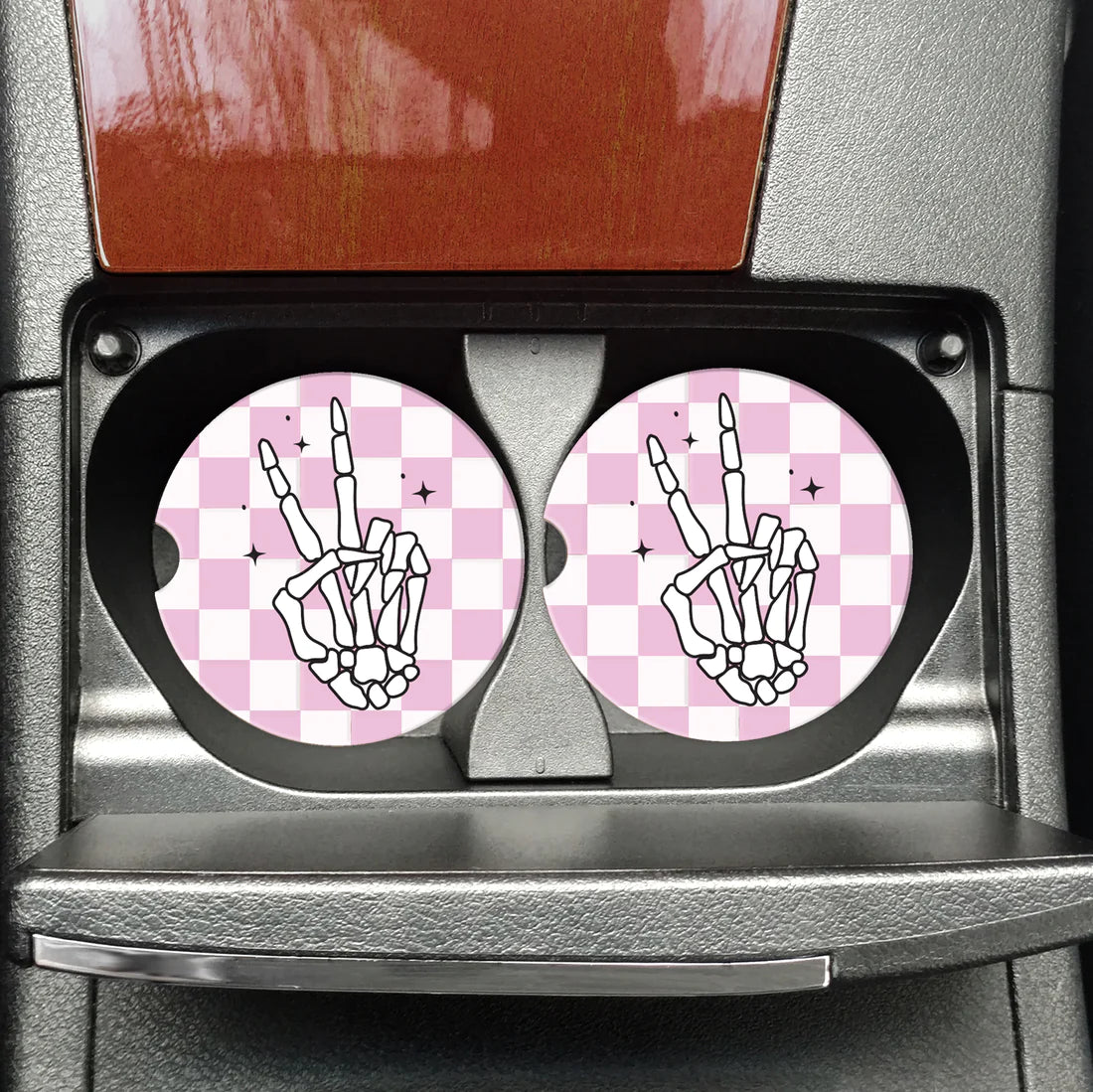 Peace Hands Skeleton Car Coasters