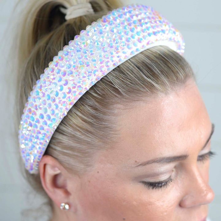 White Iridescent Rhinestone Headband