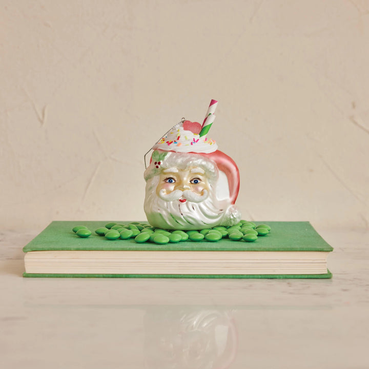 Glass Santa Head Ornament