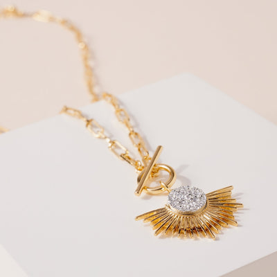 Sun Burst Pendent Necklace// 2 COLORS