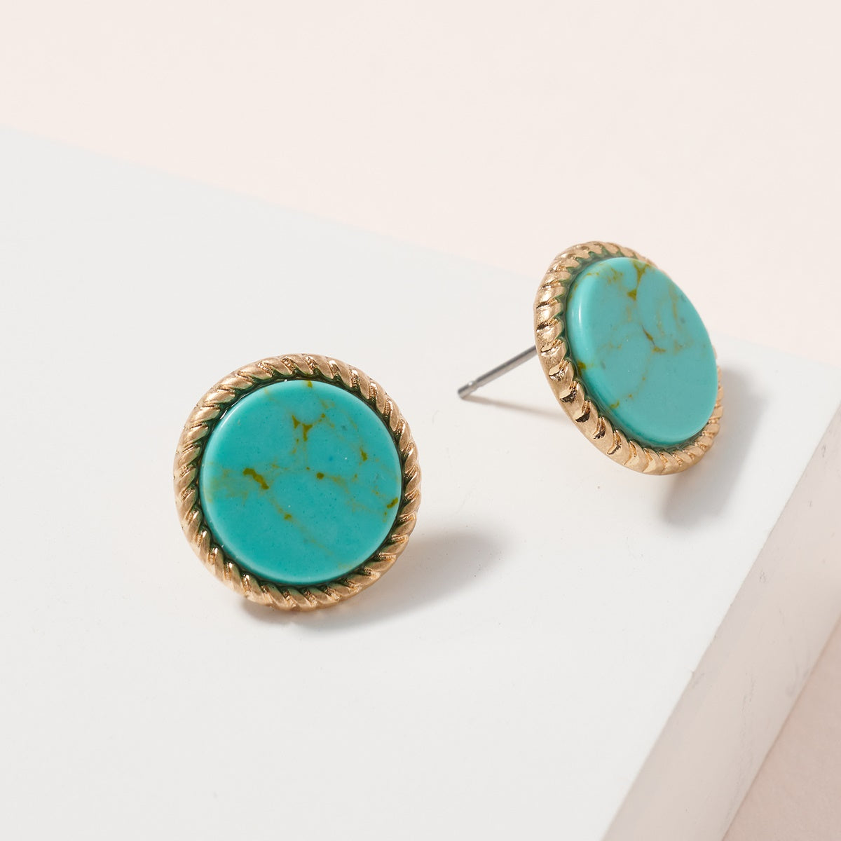 Eden Round Stone Stud Earrings