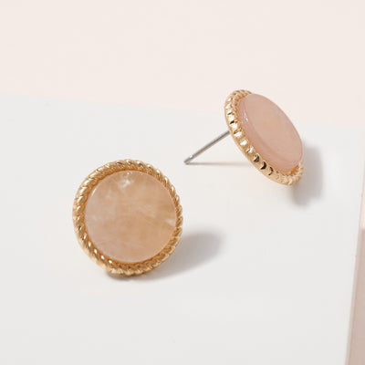 Eden Round Stone Stud Earrings