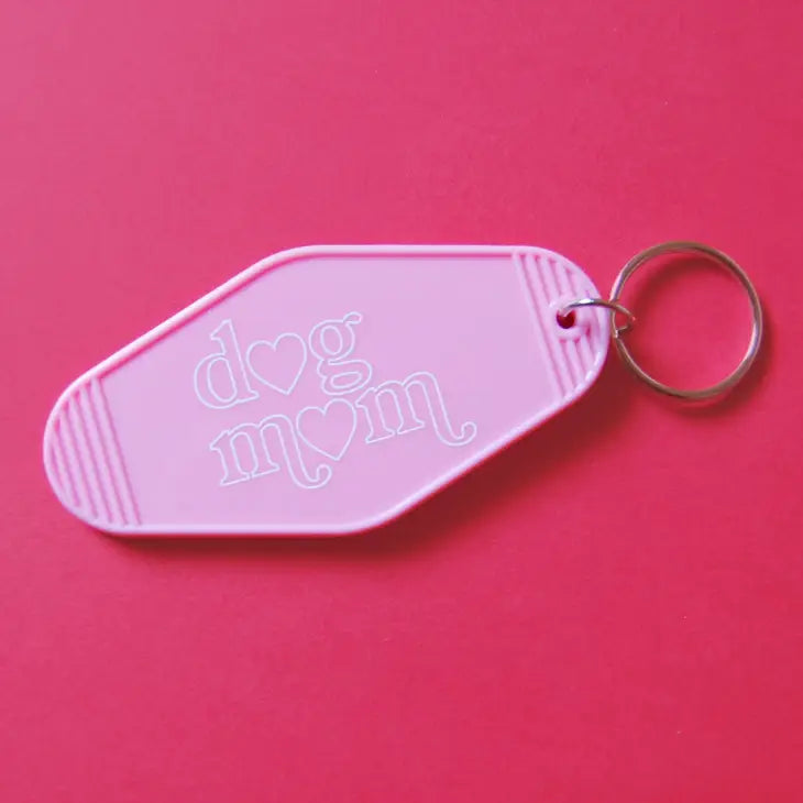 Pink Dog Mom Keychain