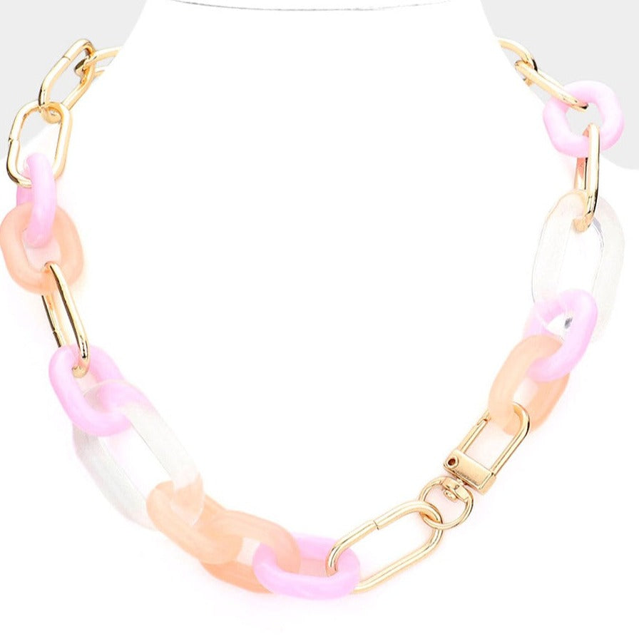 Open Oval Resin Link Necklace// 2 COLORS