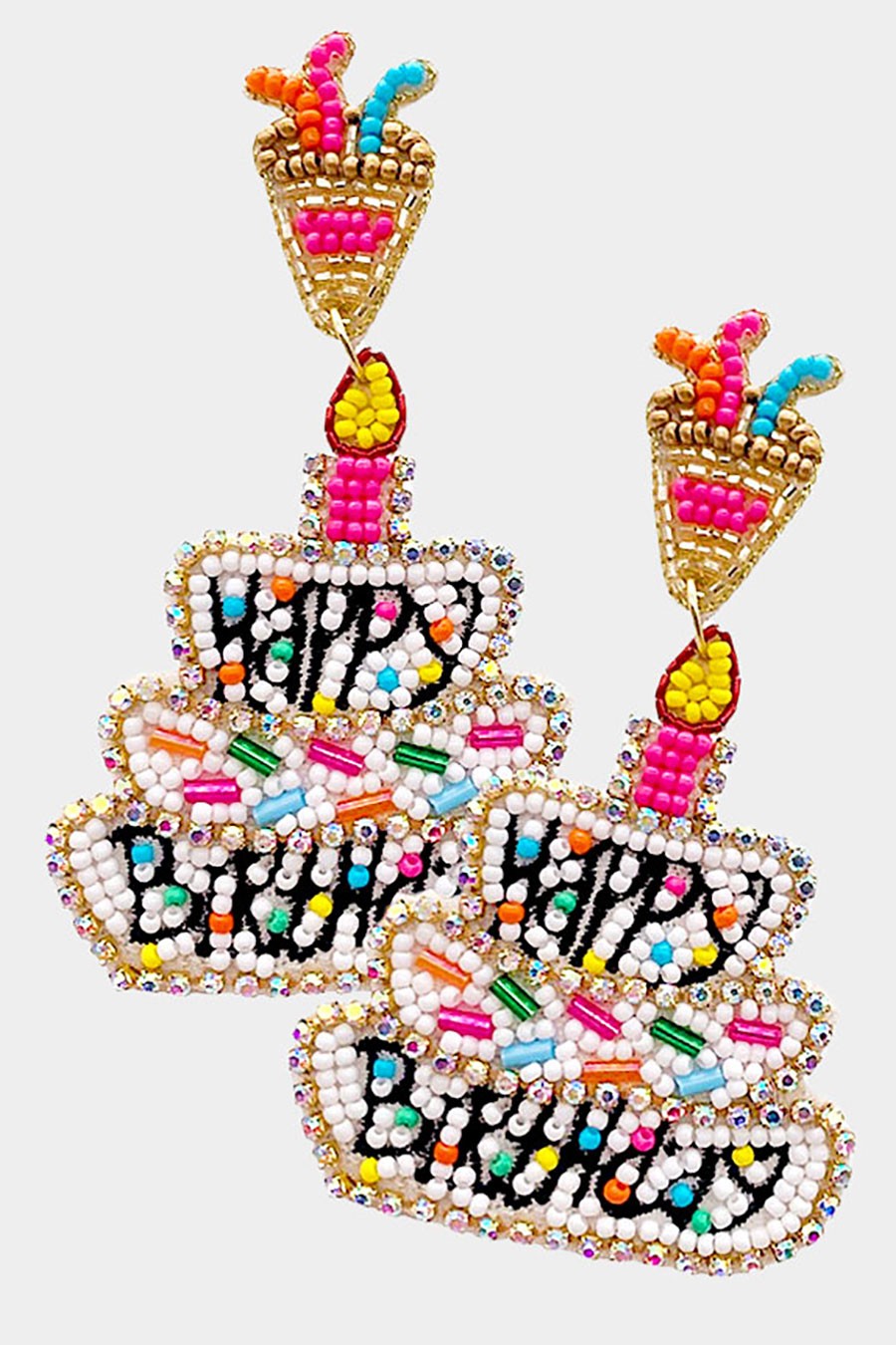 Birthday Cake Beaded Earrings