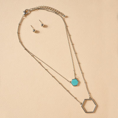 Double Layered Hexagon Necklace// 2 COLORS