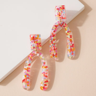 Confetti Arch Glitter Resin Earrings// 2 COLORS
