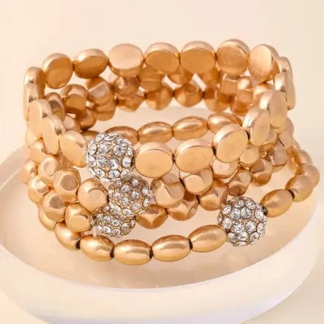 Metallic Beaded Bracelet Set