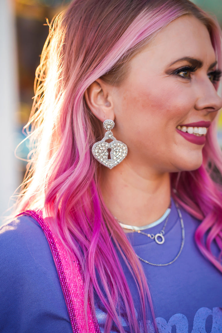 Heart Locked Beaded Earrings