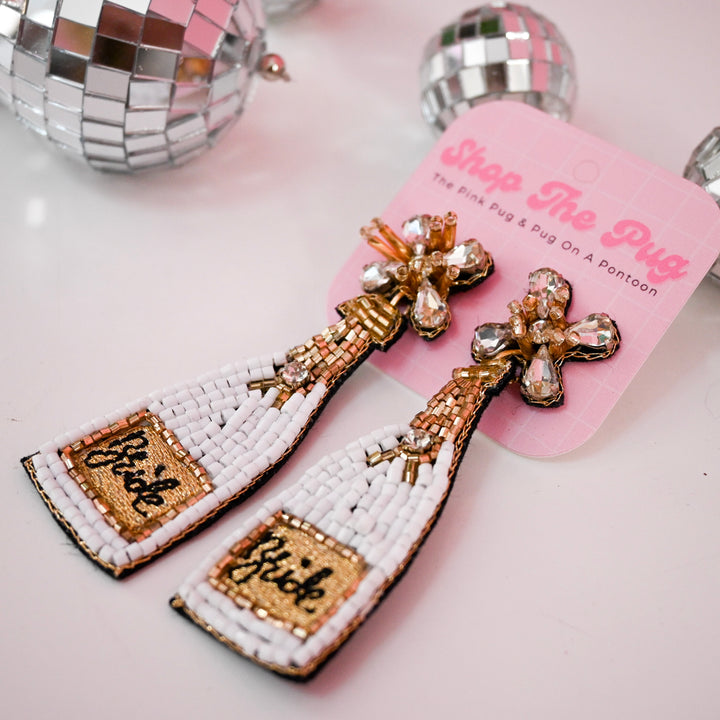 Bride Champagne Beaded Earrings