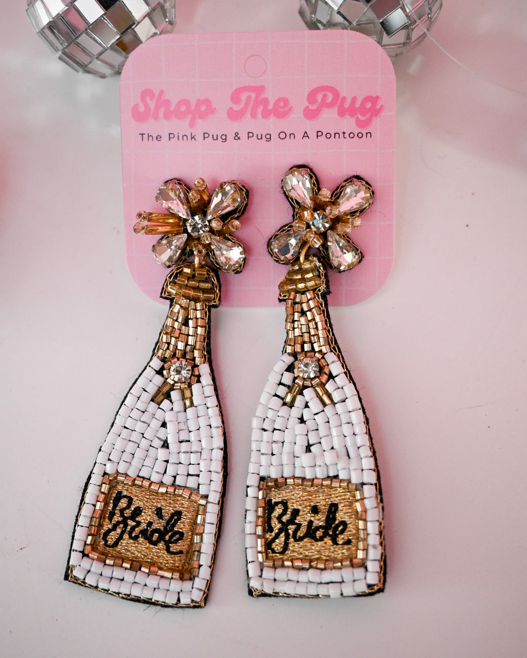 Bride Champagne Beaded Earrings