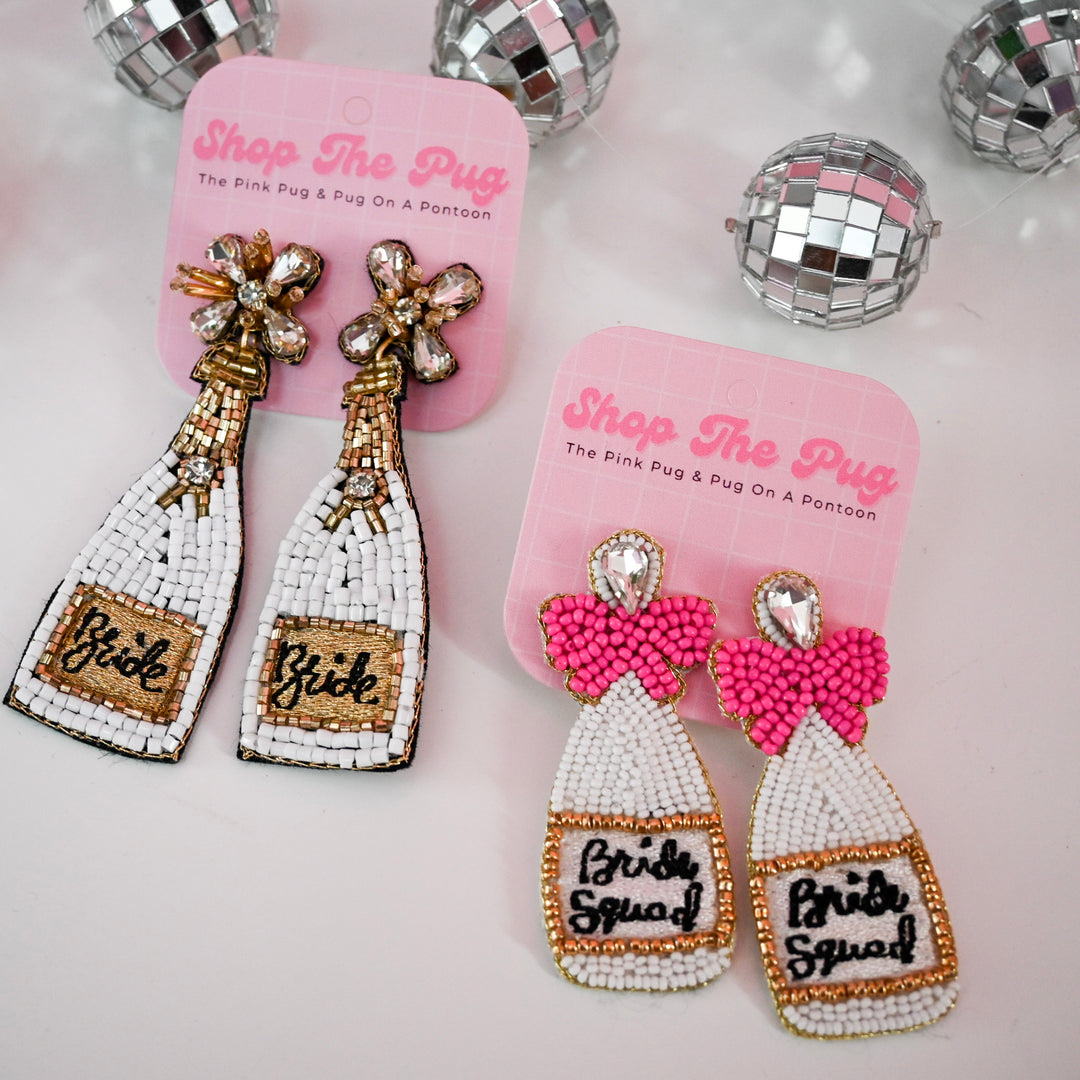 Bride Champagne Beaded Earrings