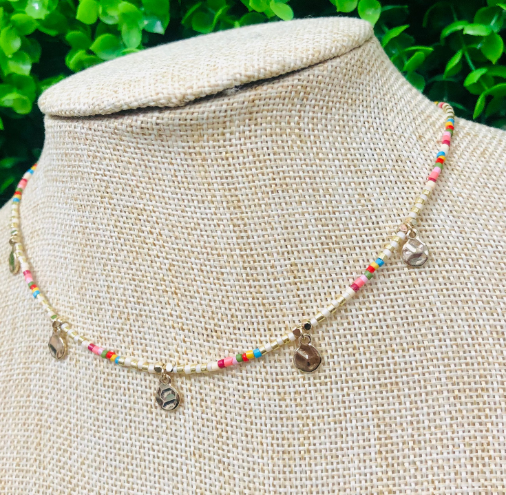 Colorful Beaded Coin Choker