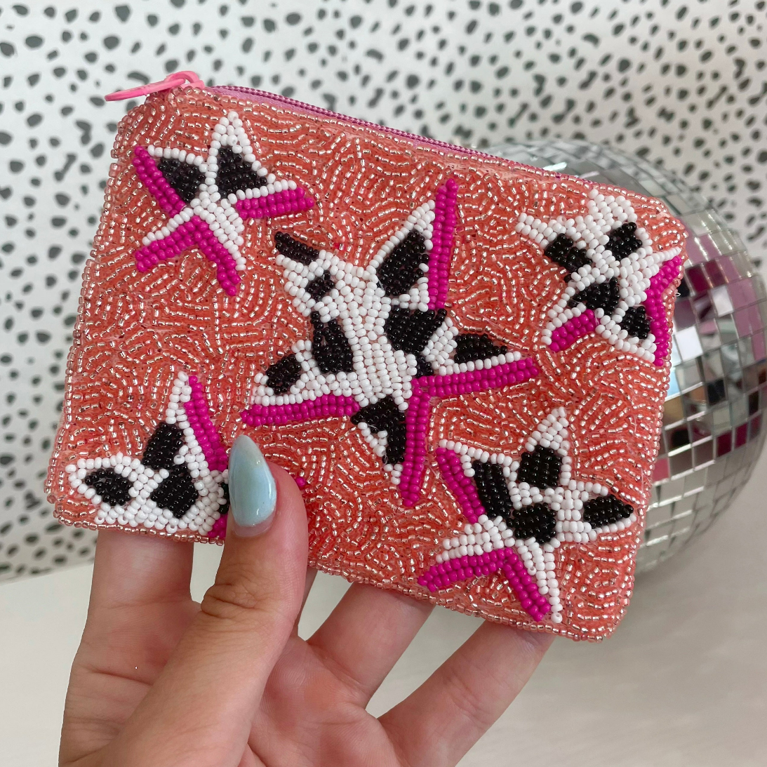 Cow Print Star Coin Pouch