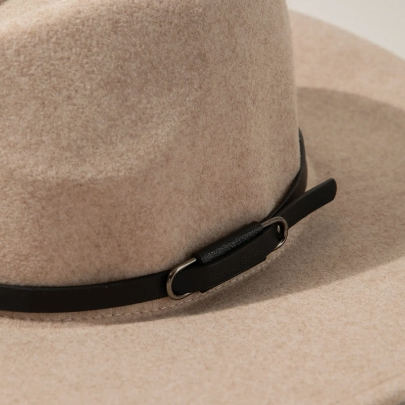 Double Buckle Leather Hat Band