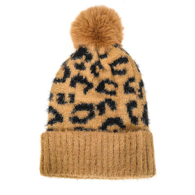 Leopard Pom Pom Beanie-SALE