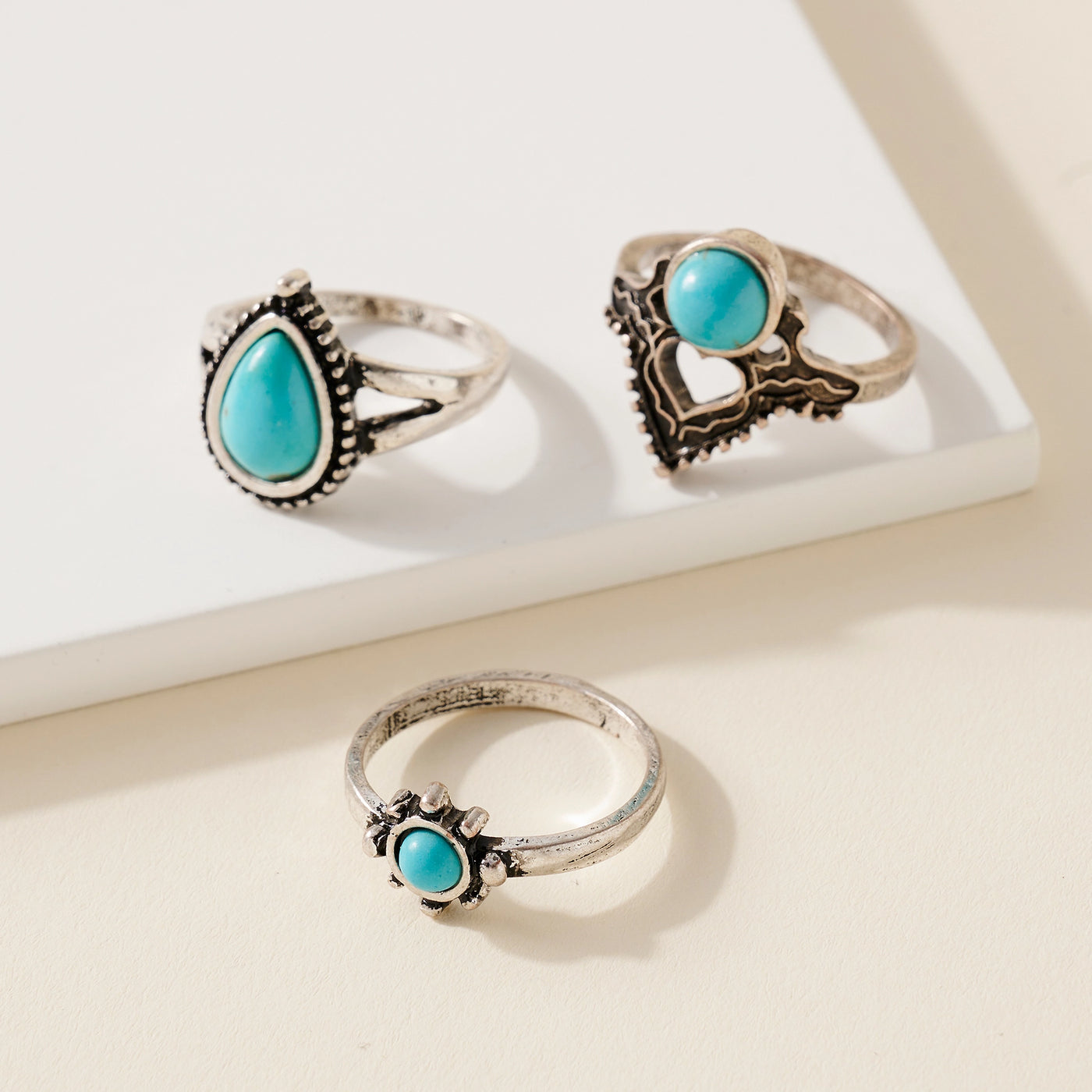 Ashlyn Western Stone Rings Set Of 3