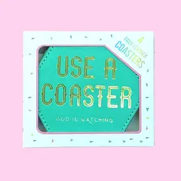 Faux Leather Coasters- 4 STYLES