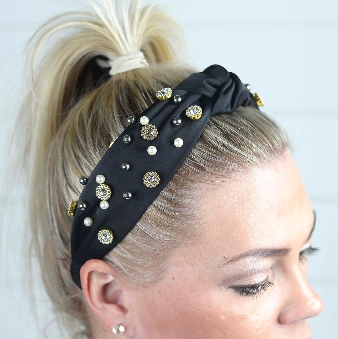 Knotted Pearly and Bedazzled Headband