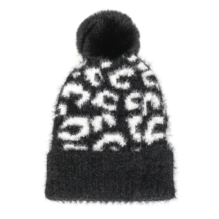 Leopard Pom Pom Beanie-SALE